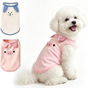 Dog Clothes for Small & Medium Size Dogs, 2 Pack Dog Shirt for Girl & Boy, Puppy Clothes, Pet T-Shirts, Tank Top for Summer & Winter (Cute Medium)