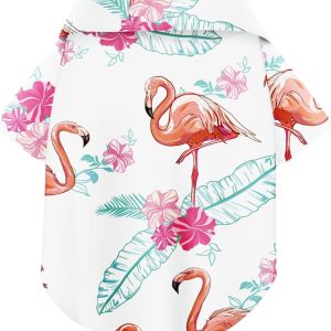 Hawaiian Dog Shirt – Lightweight and Breathable Summer T-Shirt with Tropical Prints, Fun Beach Outfit for Small, Medium, and Large Dogs, Perfect for Hot Days and Outdoor Vacation.Flamingo M