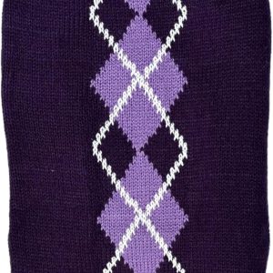 Argyle Knit Pet Sweaters Clothes for Small Dogs, Classic Purple Medium M Size