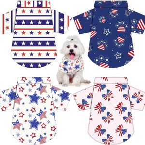 4 Pcs American Flag Dog Shirts Veterans Day Dog T-Shirts Patriotic Pet Costume Stripes Stars Vest American Flag Independence Day Pet Clothes Breathable Summer Vest(X-Small)