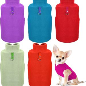 6 Pack Winter Dogs Sweater for Small Dogs Warm Clothes Fleece Vest with Leash Ring Sleeveless Dog Jacket for Little Medium Puppy Pet Unisex(Medium,Bright Colors)