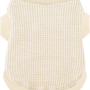 Cozy Lightweight Dog Sweaters Shirt for Small Puppies: Stretchable Beige Tank Top Attire, Perfect for Chihuahuas and Yorkies - Enhancing Comfort and Playfulness on Chilly Days - Medium